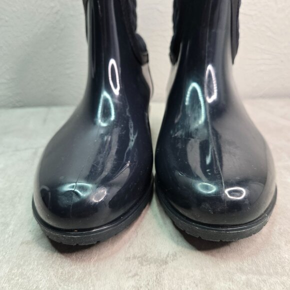 Tommy Hilfiger Rubber Rain Boot 9 Blue Quilted Preppy  Equestrian Outdoor Winter - Picture 3 of 12